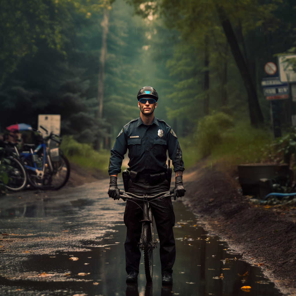 Mountain biking while on duty